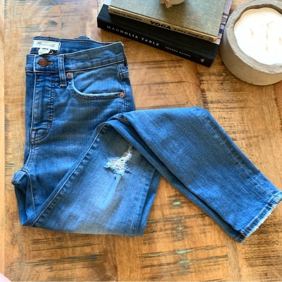 Madewell Mid-Rise 9 Bellachase Blue Distressed Skinny Jeans Sz 25 - Picture 11 of 11